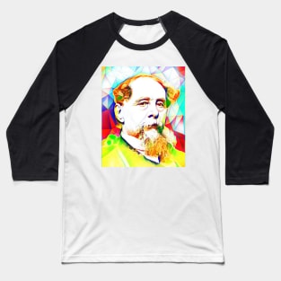 Charles Dickens Colourful Portrait | charlles dickens artwork 12 Baseball T-Shirt